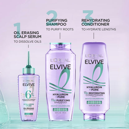 Imported L'Oreal Paris Elvive Hyaluron Pure duo kit for deep scalp cleansing and lightweight hair moisturization