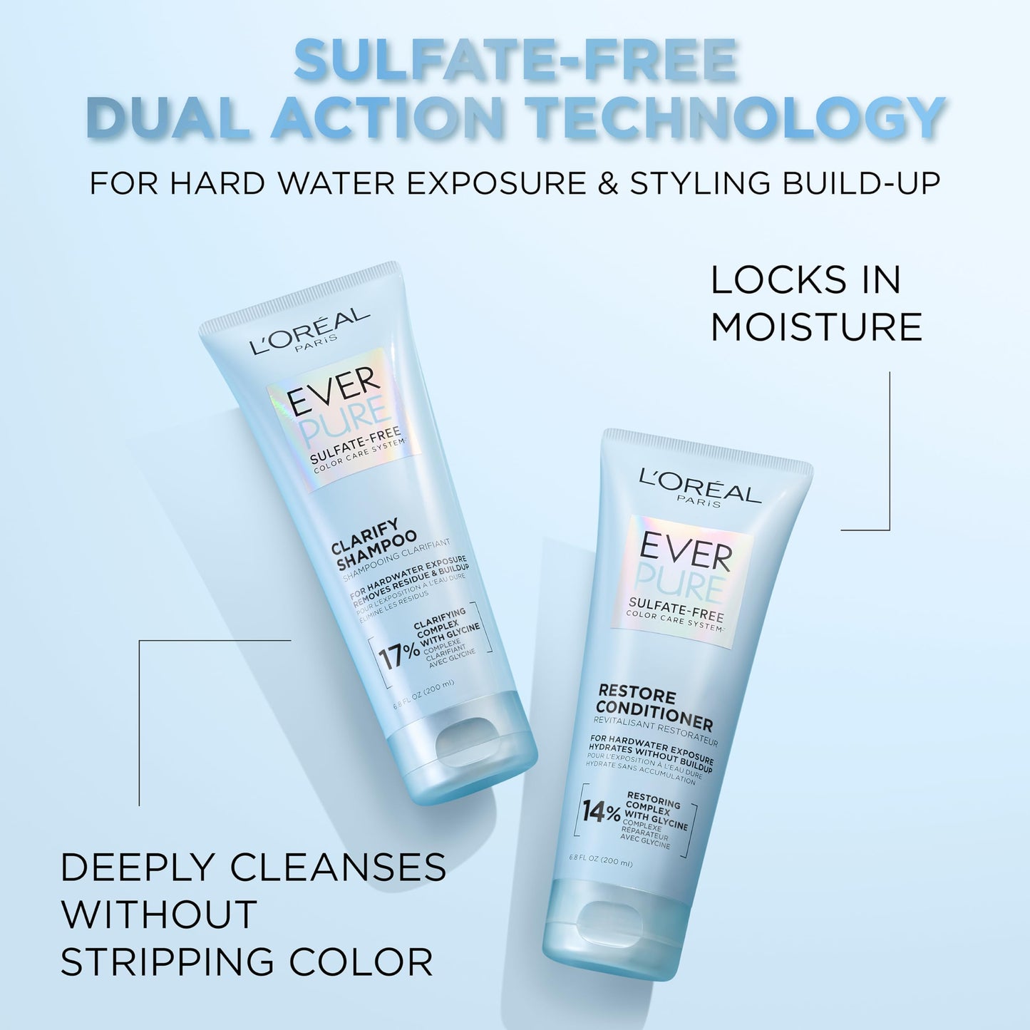 L'Oreal Paris EverPure Clarifying Shampoo bottle for hard water treatment