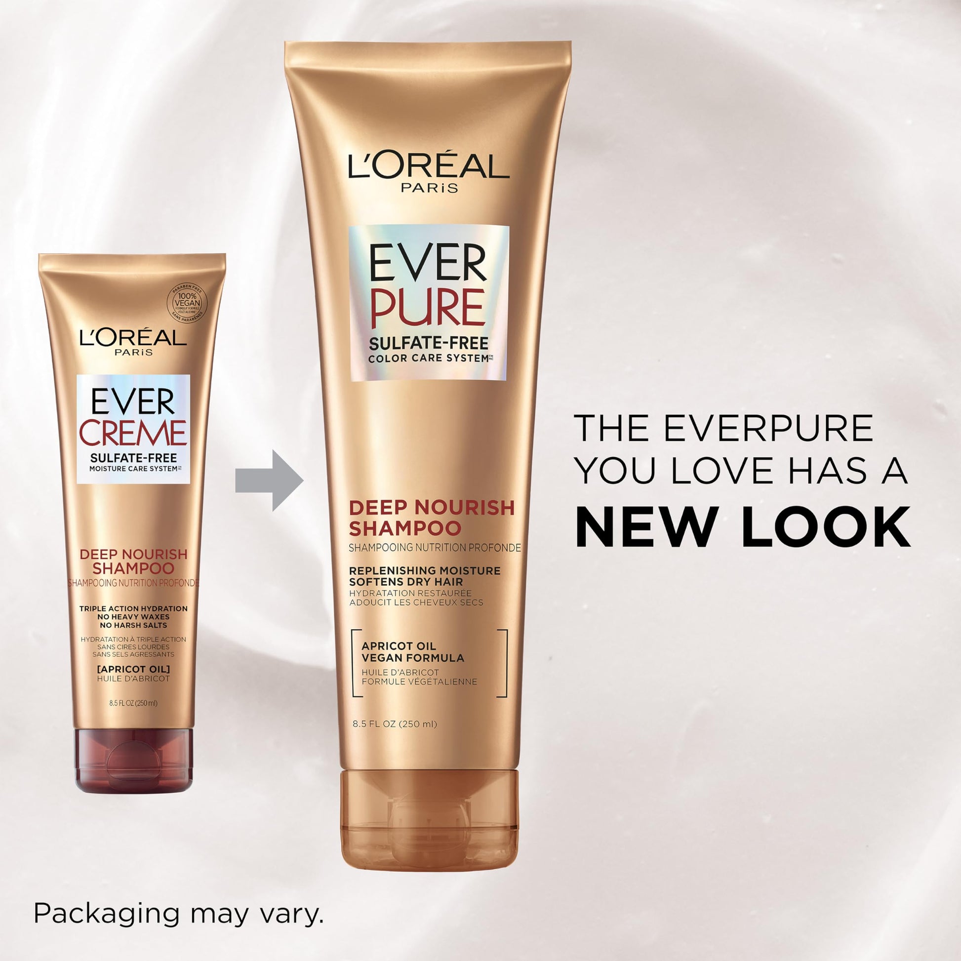 Back label of L'Oreal EverPure moisturizing set showing directions and vegan formula details