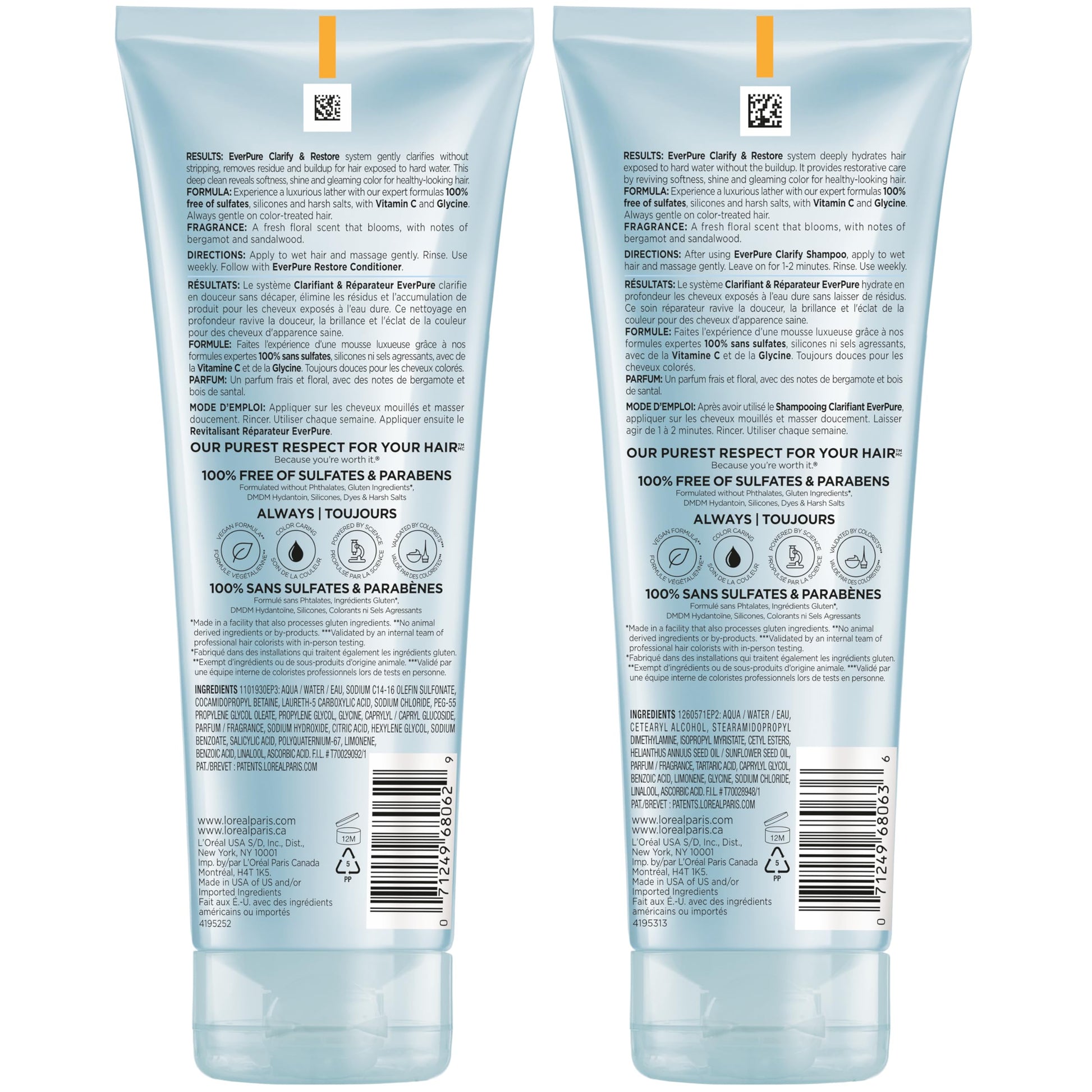 L'Oreal Paris Clarify and Restore lifestyle image showing packaging size and authentic USA import details