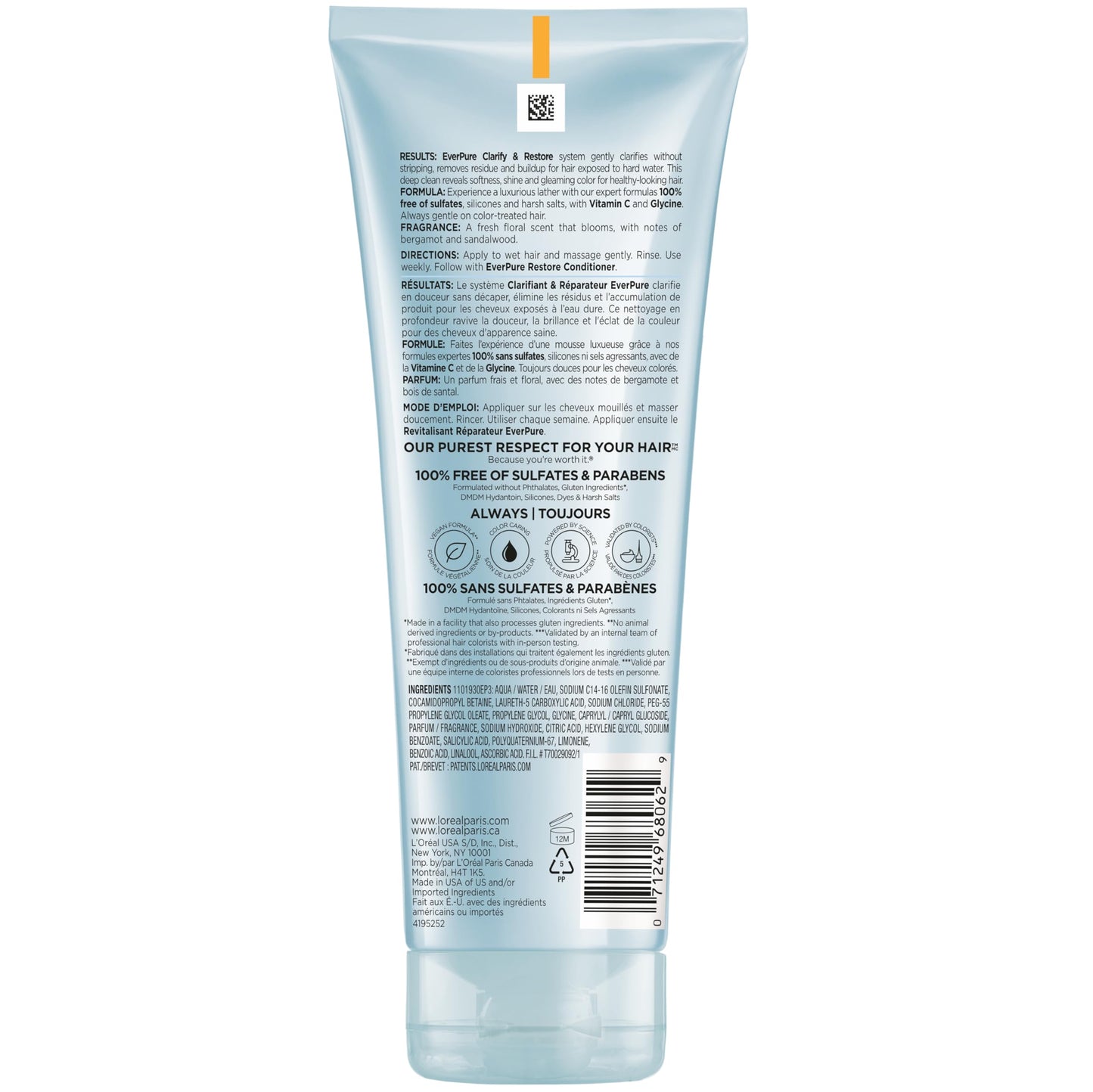 L'Oreal Paris EverPure hard water protecting shampoo close up view