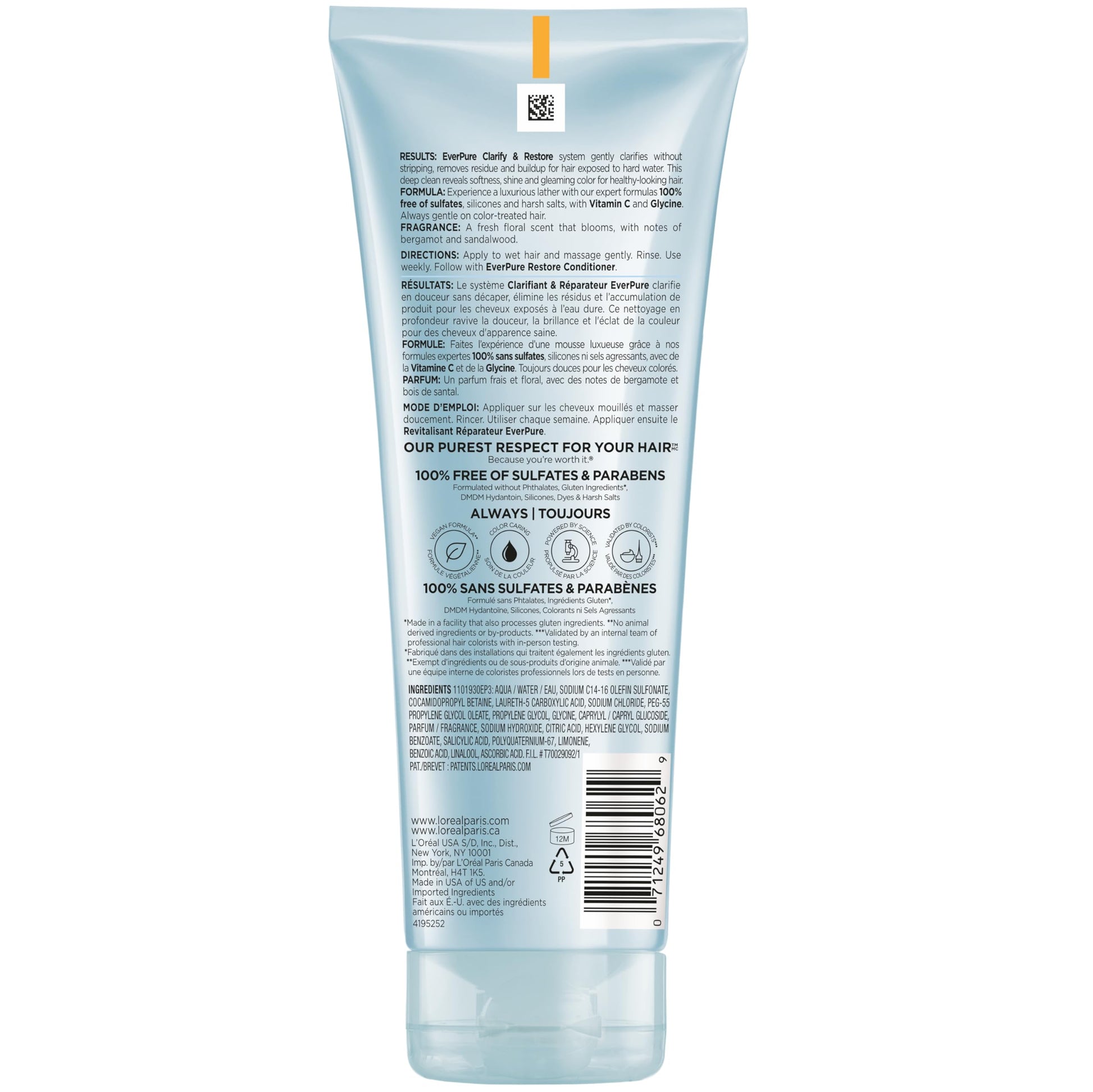 L'Oreal Paris EverPure hard water protecting shampoo close up view