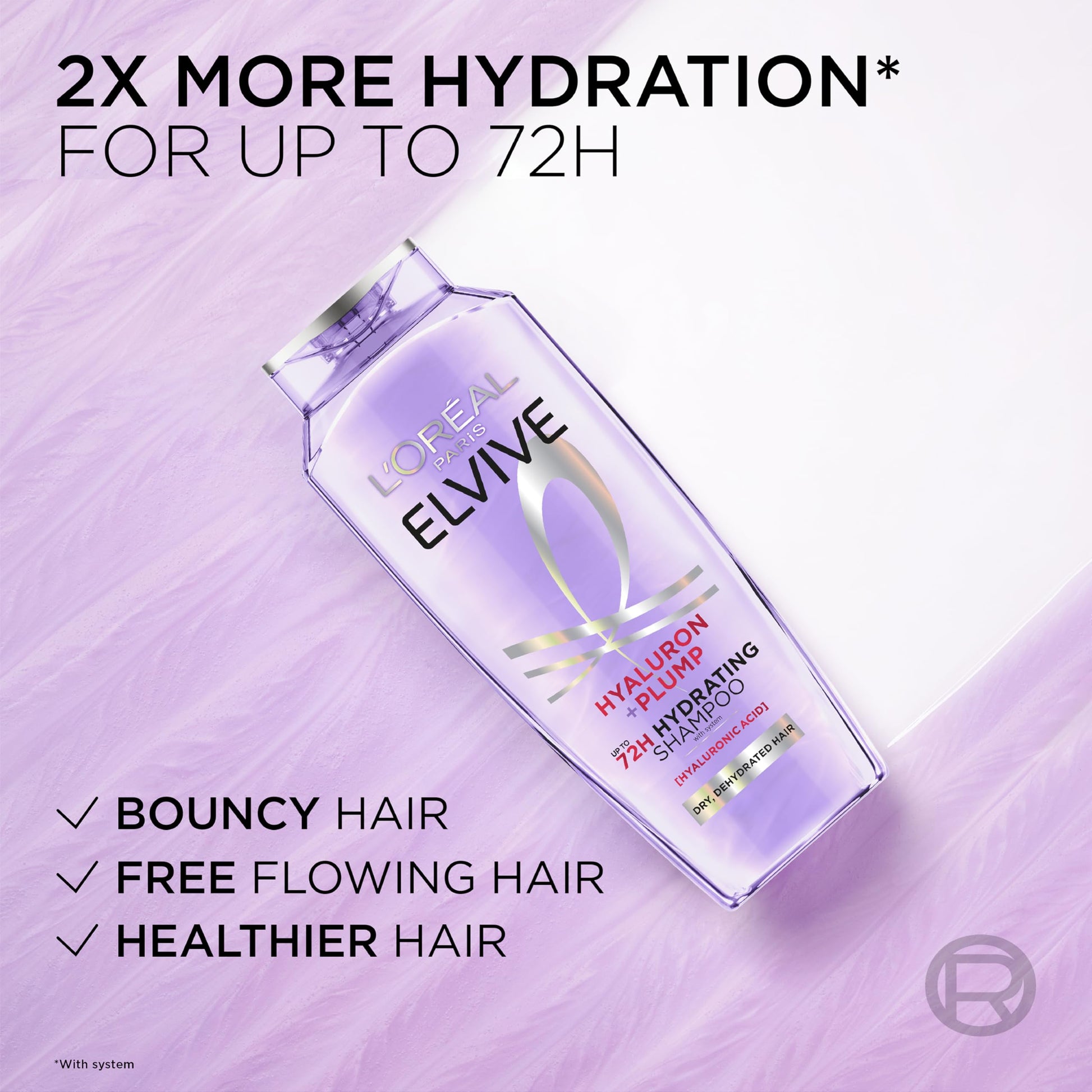 Authentic L'Oreal Paris Elvive hyaluron plump hair care packaging