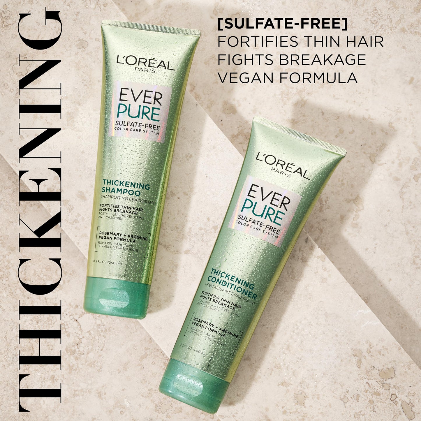 L'Oreal Paris EverStrong anti breakage shampoo packaging details showcasing rosemary leaf extract.