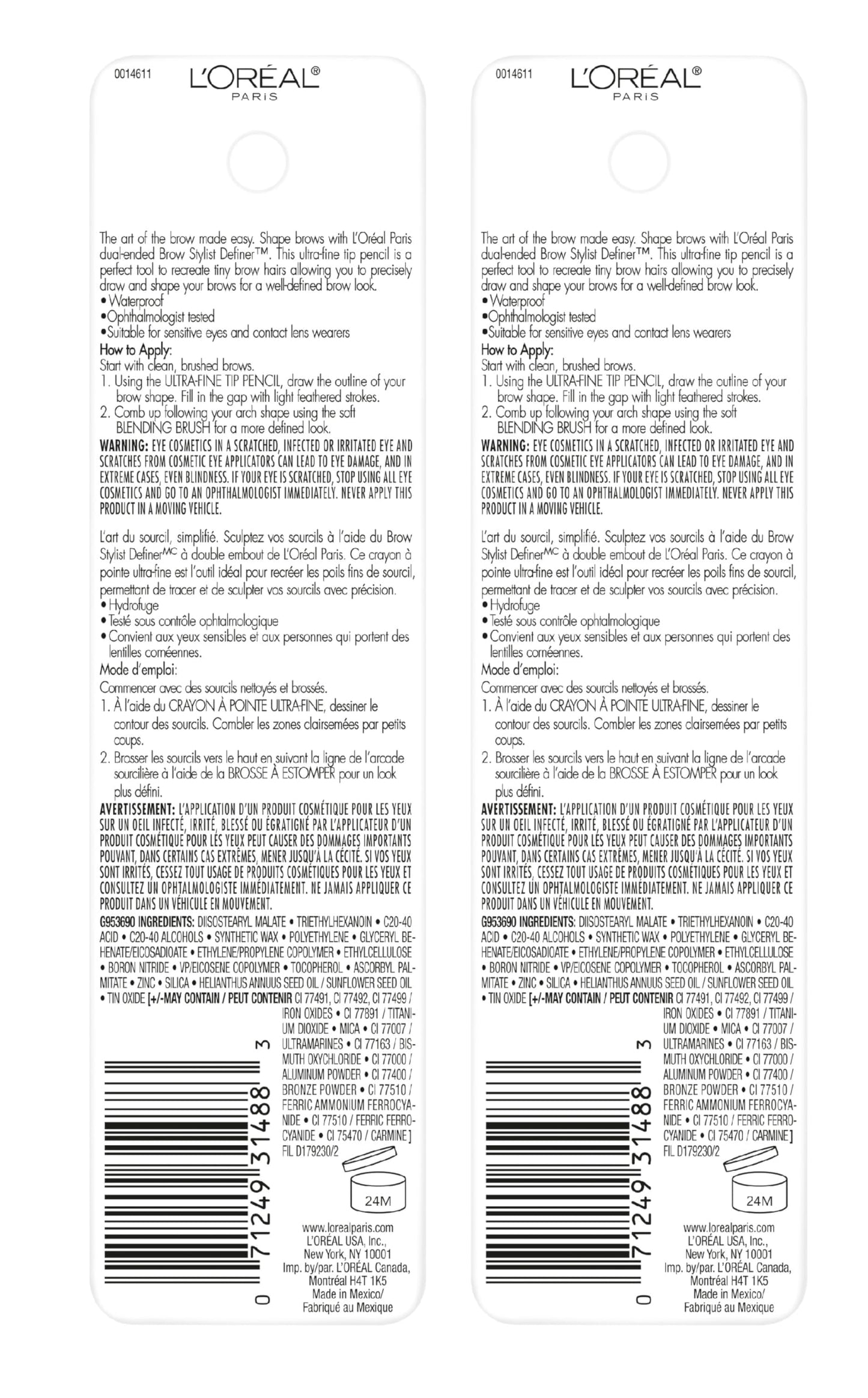 Pack of two L'Oreal Paris Brow Stylist Definer pencils