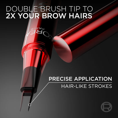 L'Oreal Paris Faux Brow Dark Brunette applicator tip close up showing double brush design
