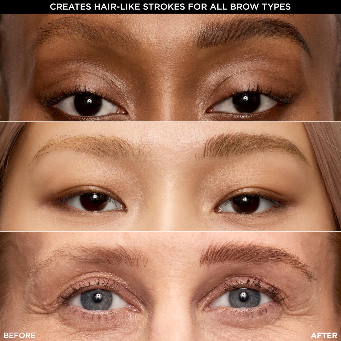 Dark Brunette liquid eyebrow pen stroke demonstration on skin tone