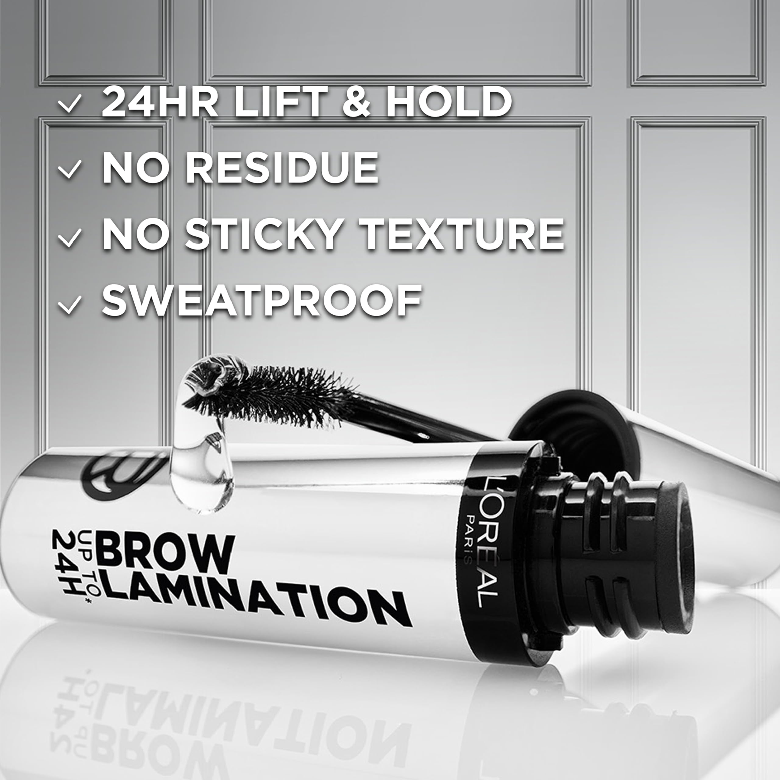 L'Oreal Paris clear eyebrow makeup angled brush applicator detail