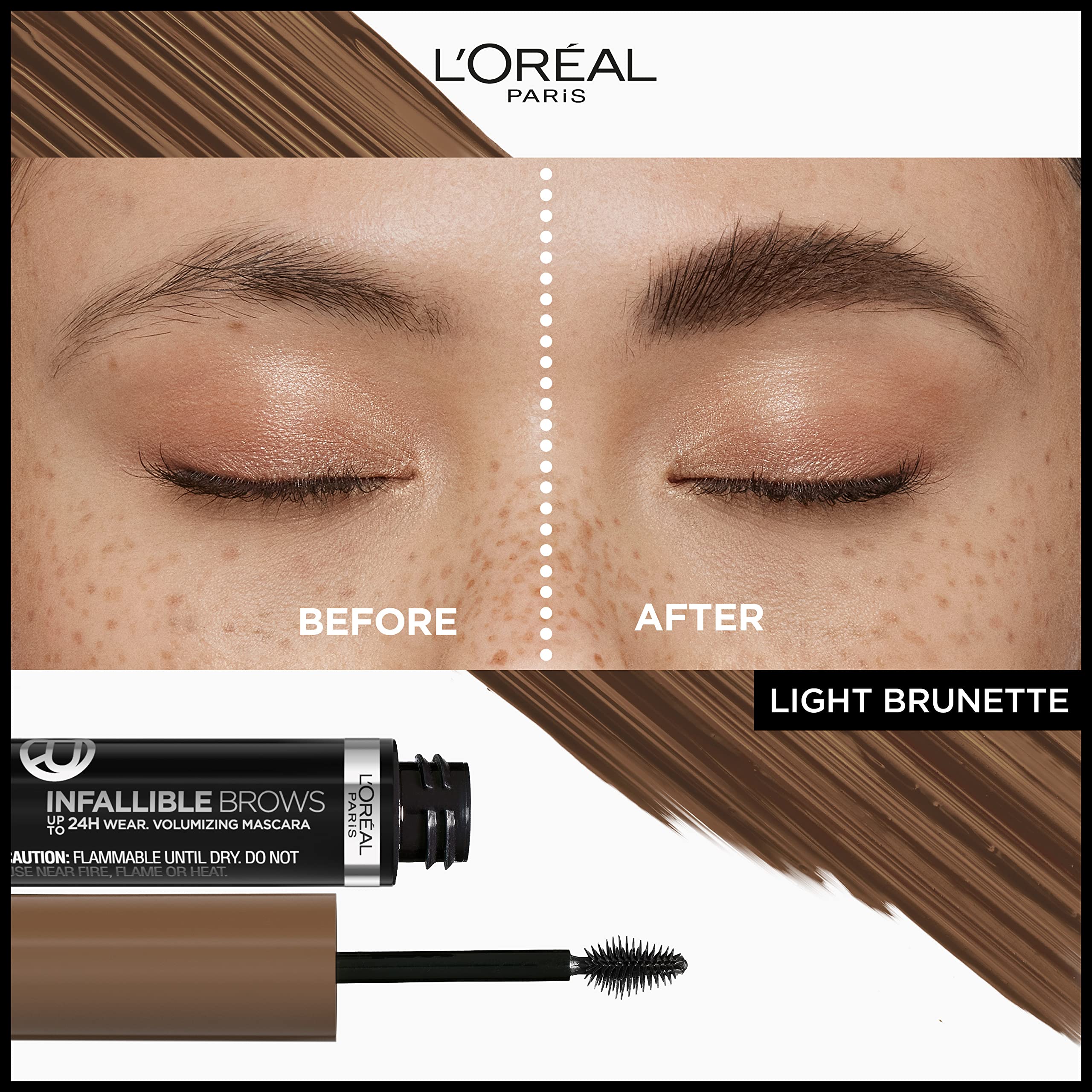 L'Oreal Paris 24 hour wear eyebrow gel applicator brush close up showing the micro grip bristles