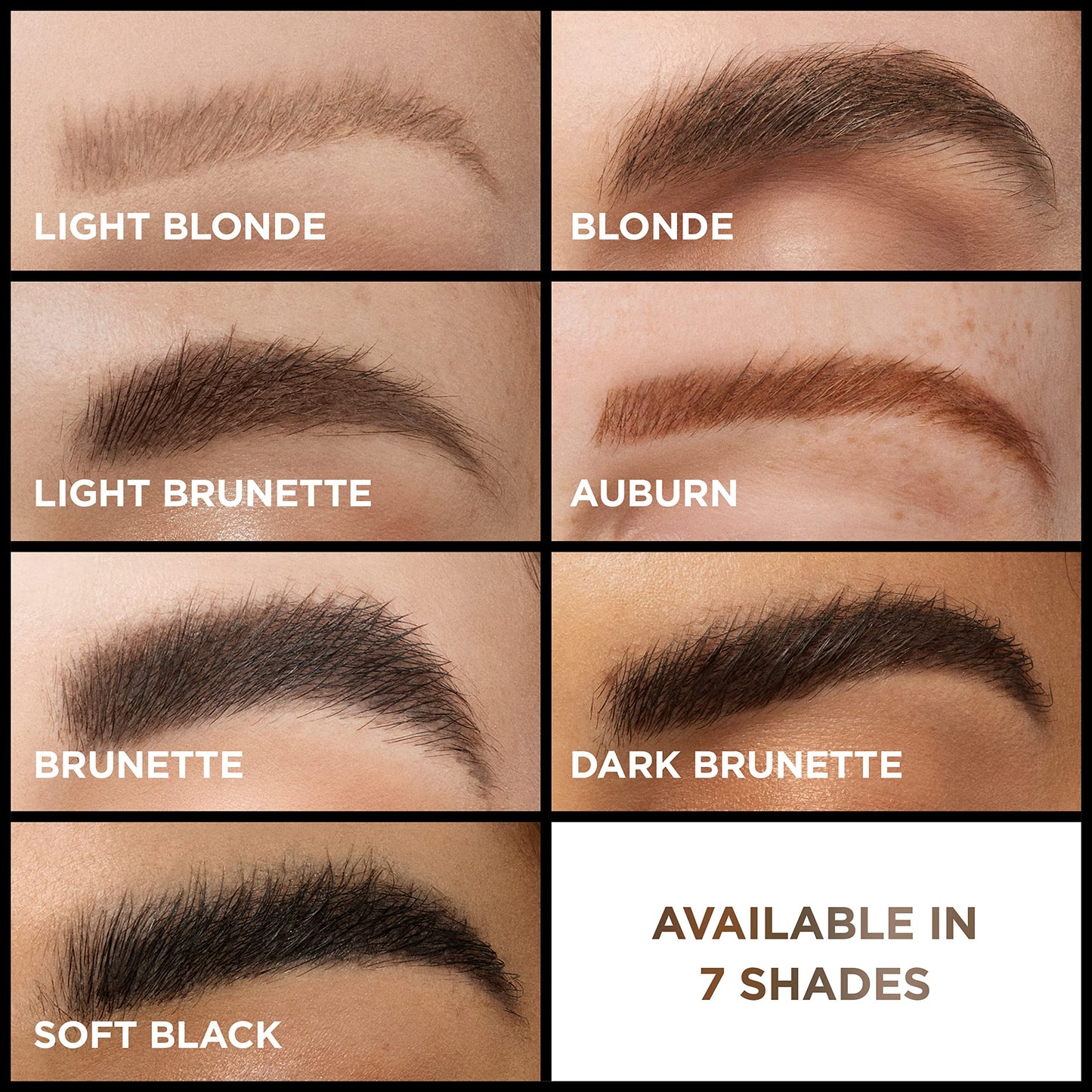 Side view of the imported USA beauty eyebrow product showing the complete ingredient list