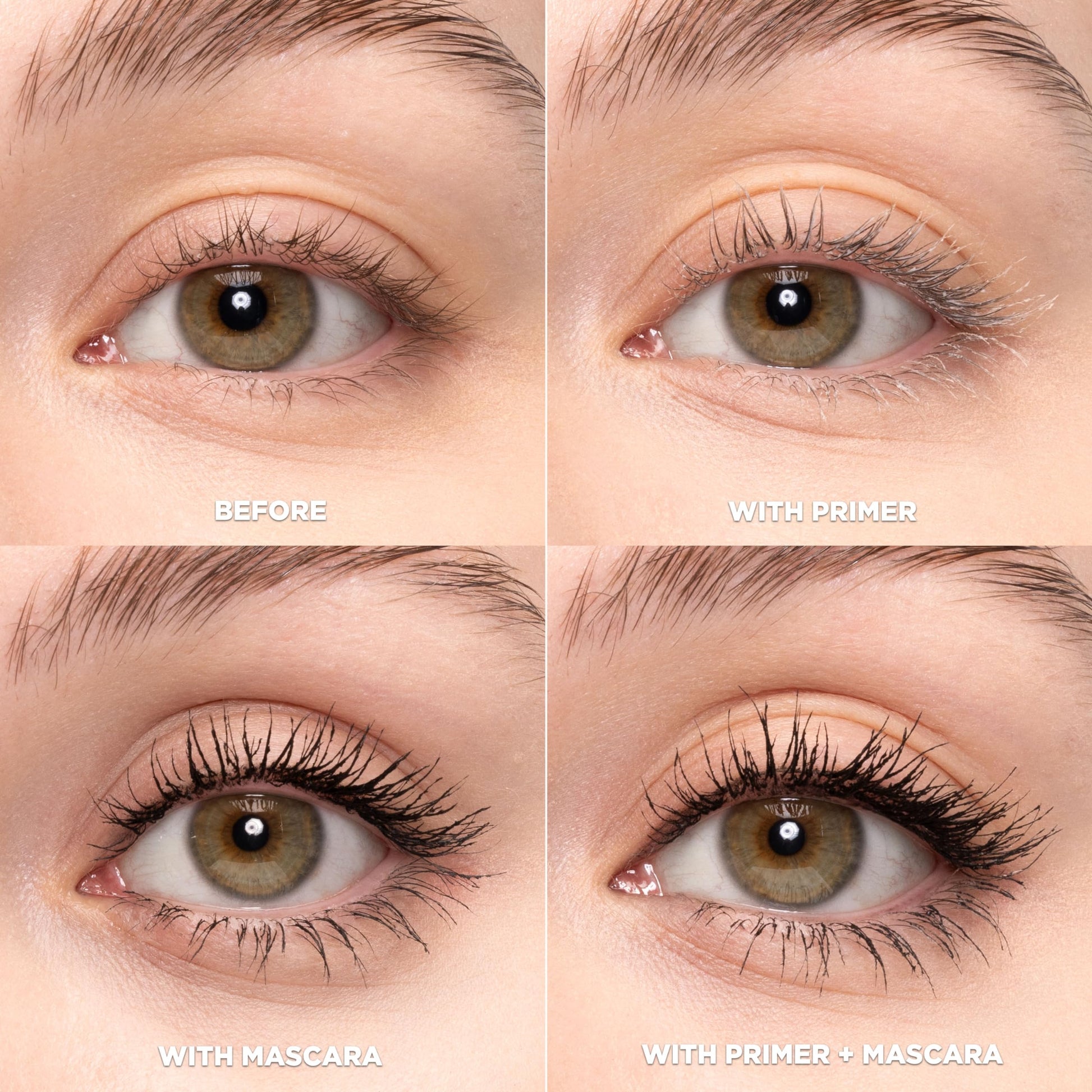 L'Oreal Paris Voluminous Mascara Primer brush applicator close up showing the precise bristle design.