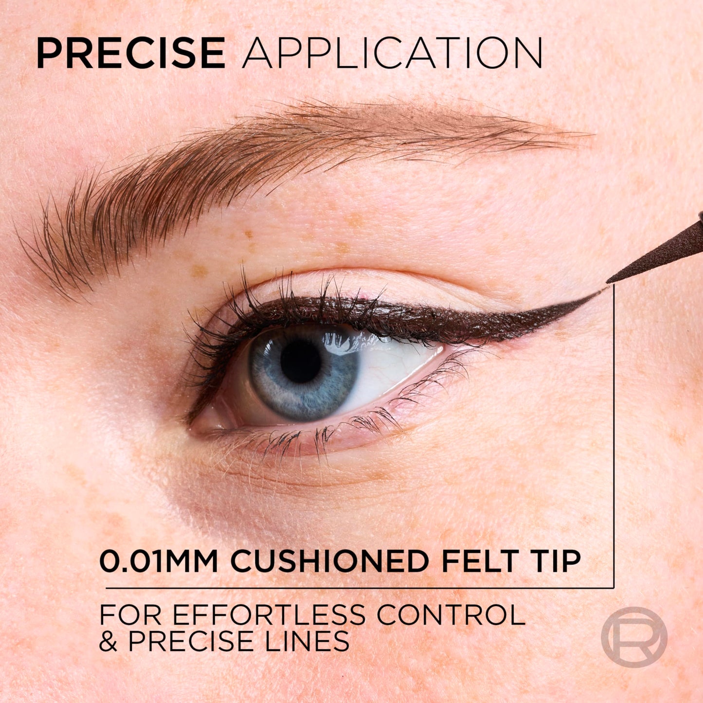 L'Oreal Paris Haute Precision liquid liner pen un单独 displaying the ultra fine 0.01 mm felt micro tip.