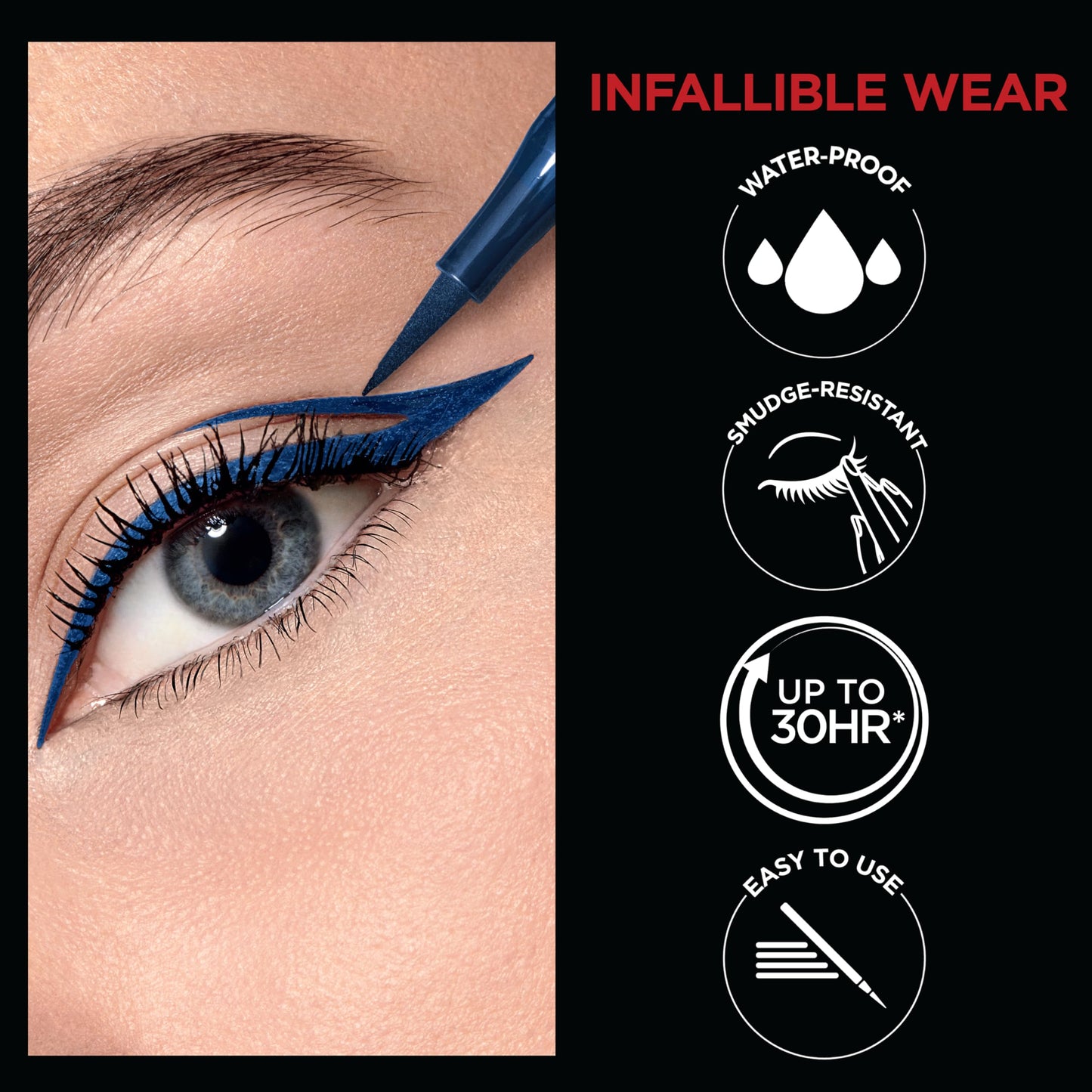 L'Oreal Paris imported makeup collection showcasing the grey liquid eyeliner