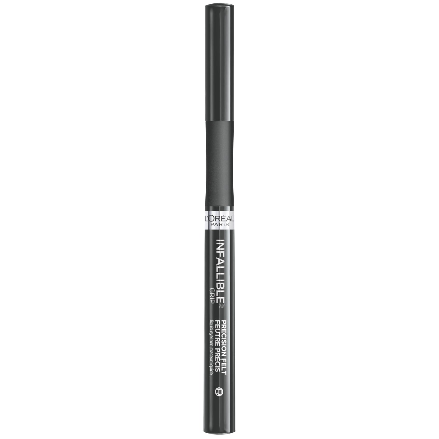 Precision felt tip liquid eyeliner creating a sharp wing graphic eye look