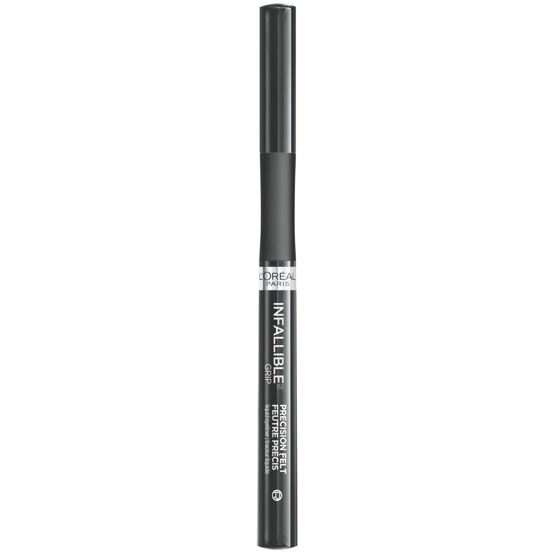 Precision felt tip liquid eyeliner creating a sharp wing graphic eye look