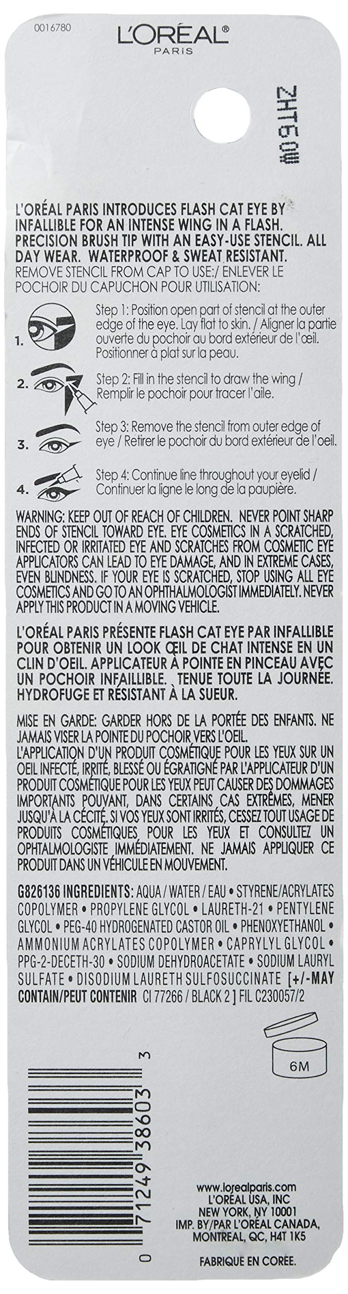 Loreal Paris Infallible Flash Cat Eye Eyeliner with removable wing stencil