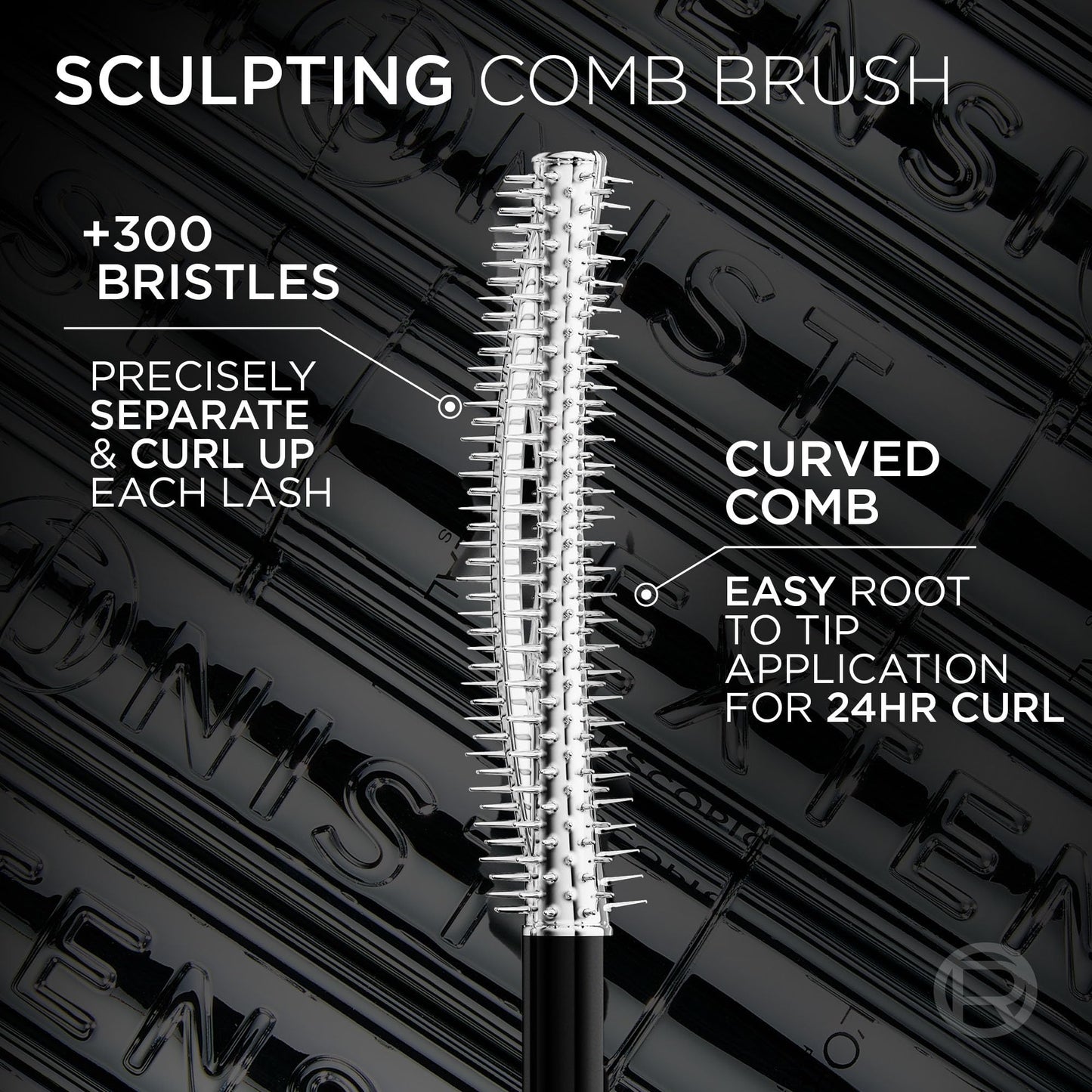 Close up view of the blackest black liquid formula texture on the L'Oreal Paris Extensionist wand.