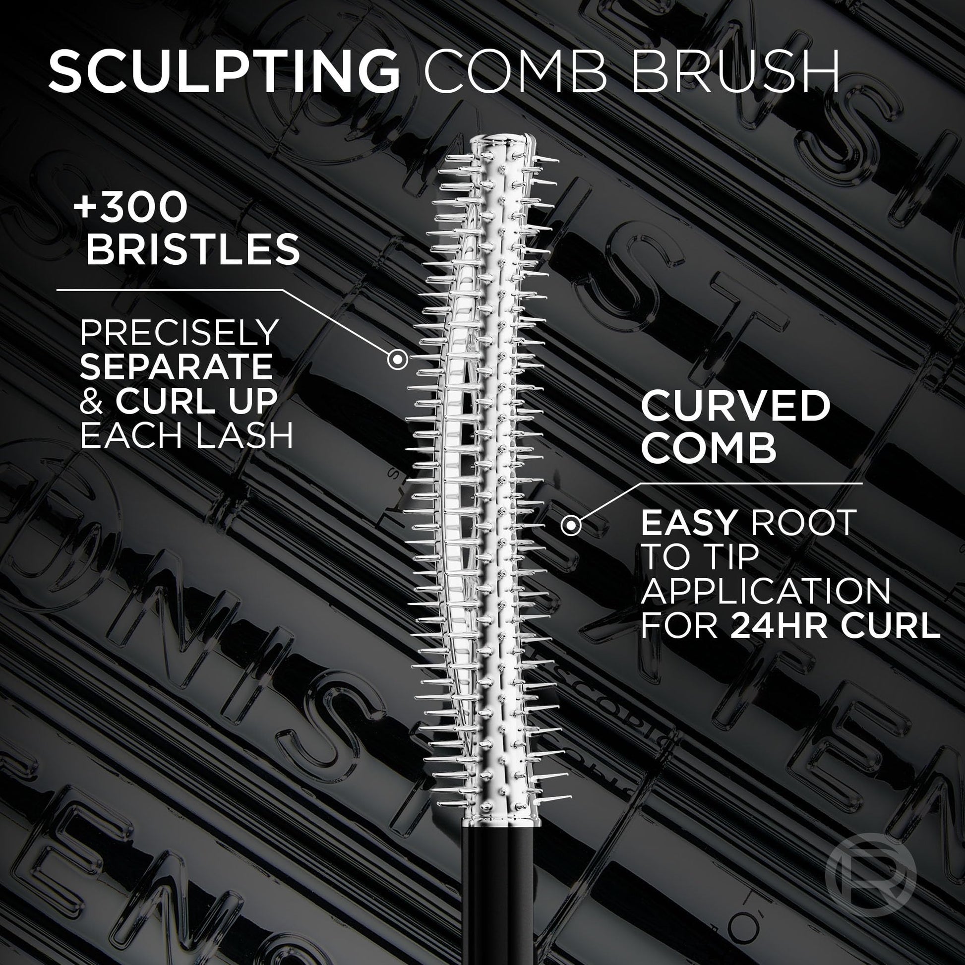 Close up view of the blackest black liquid formula texture on the L'Oreal Paris Extensionist wand.