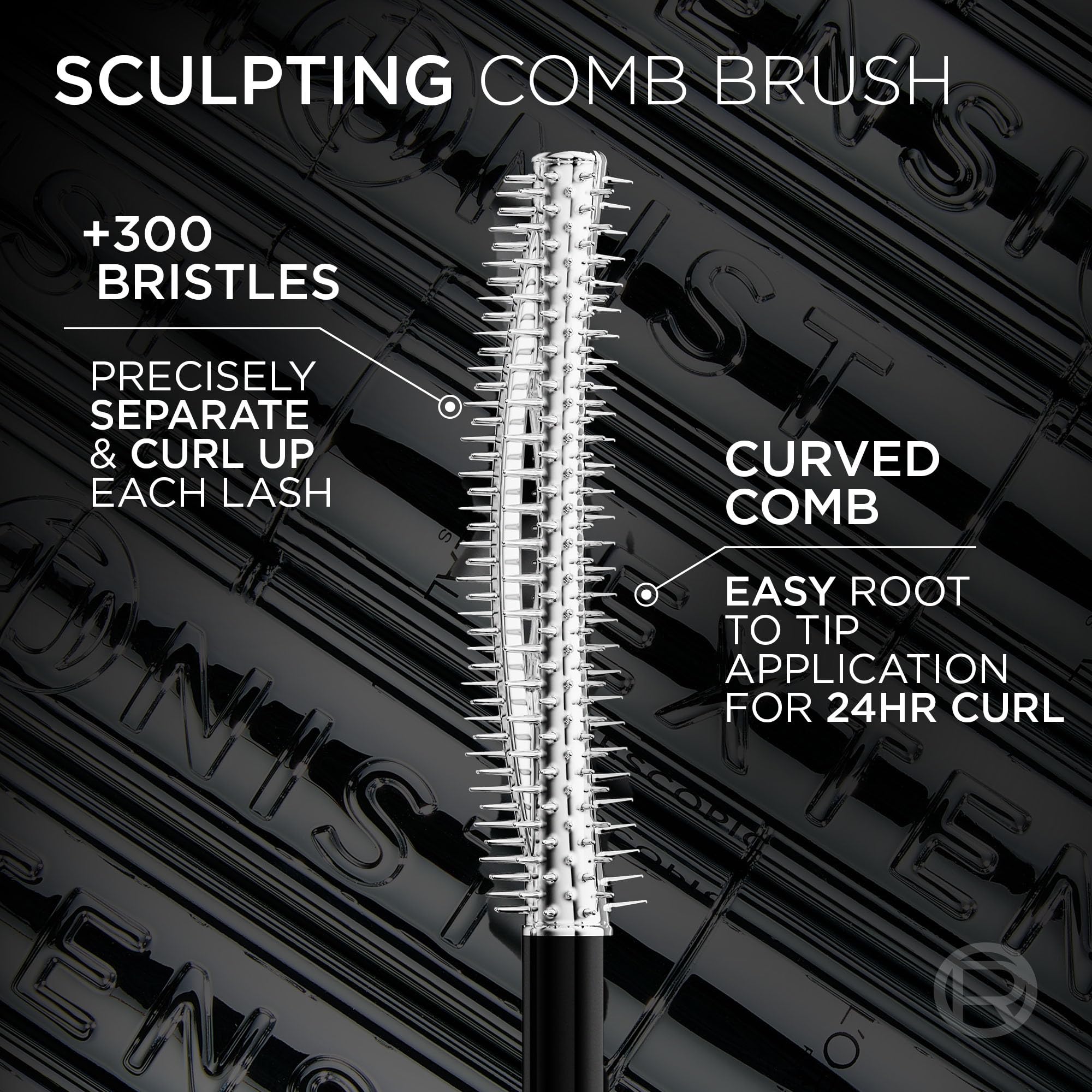 Close up view of the blackest black liquid formula texture on the L'Oreal Paris Extensionist wand.