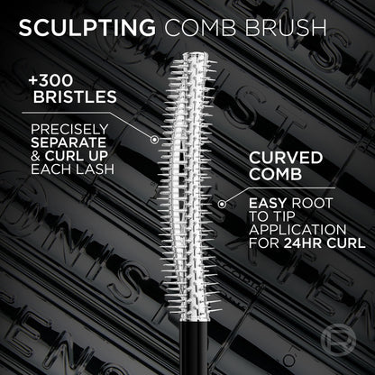 Close up view of the blackest black liquid formula texture on the L'Oreal Paris Extensionist wand.