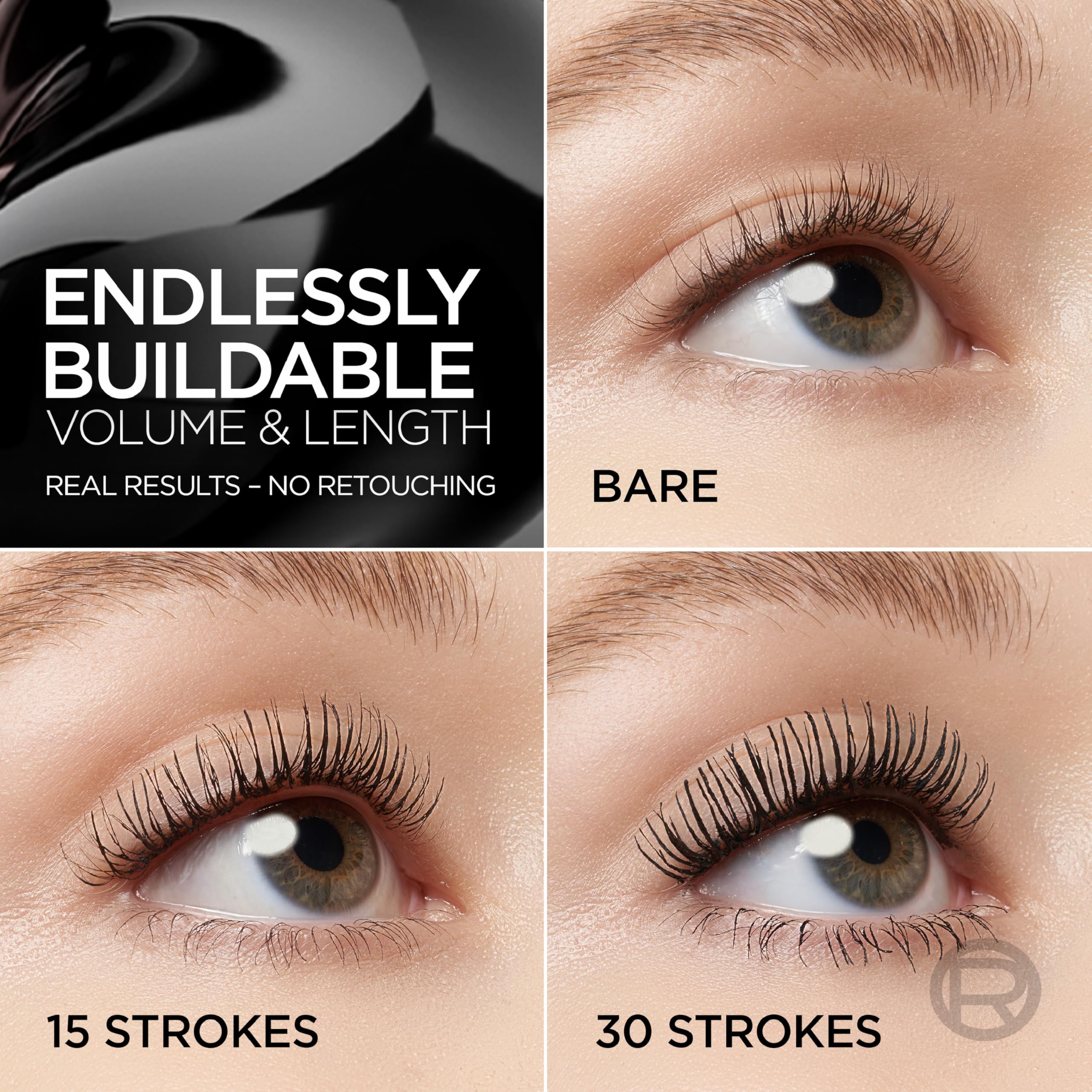 L'Oreal Paris Paradise Big Deal Washable Mascara wand and criss-cross brush close up