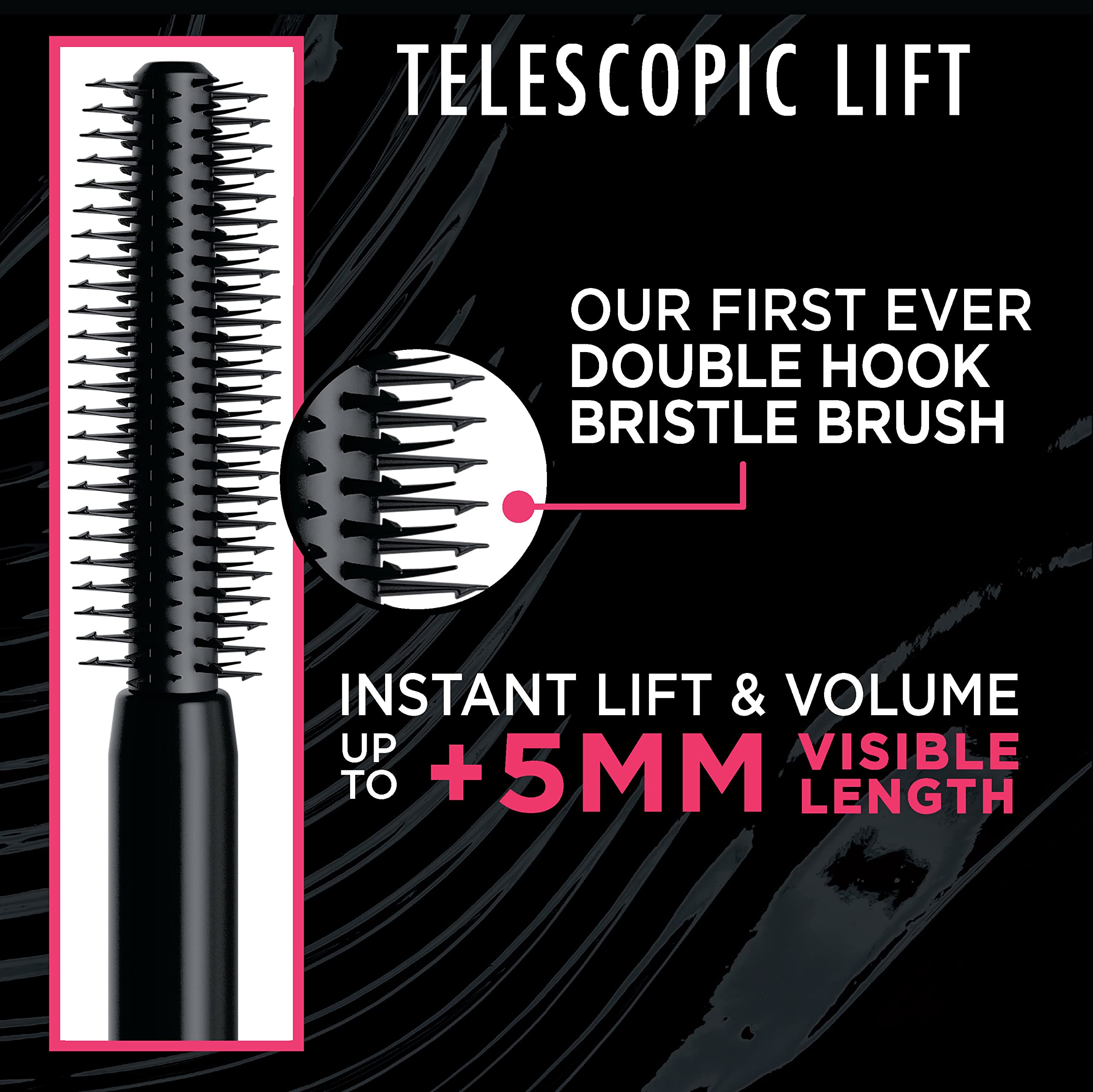 L'Oreal Paris lengthening mascara wand showing side hook bristles