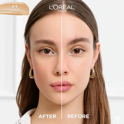 L'Oreal Paris True Match face serum foundation dropper applicator displaying light shade texture