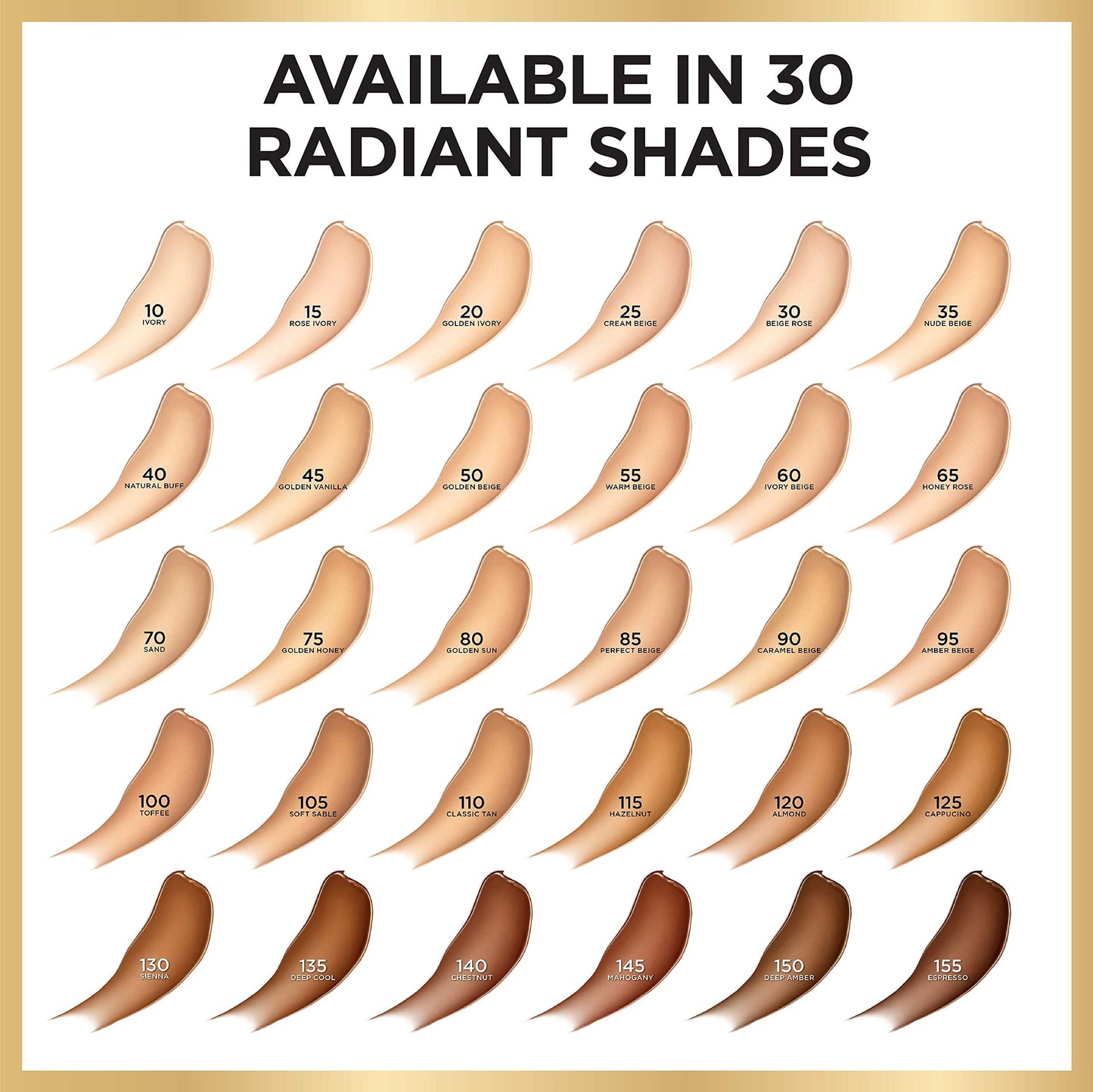 The texture of L'Oreal Paris Rose Ivory liquid foundation being swatched on a fair skin surface.
