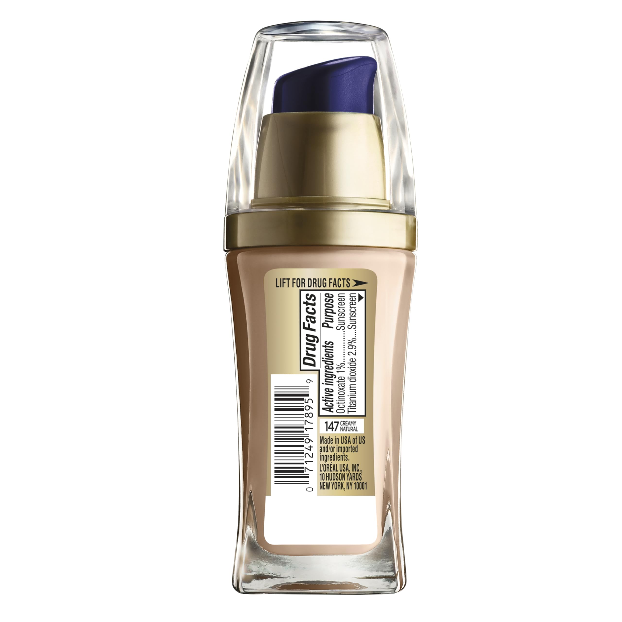 L'Oreal Paris Visible Lift Serum Absolute Creamy Natural shade swatches and product packaging