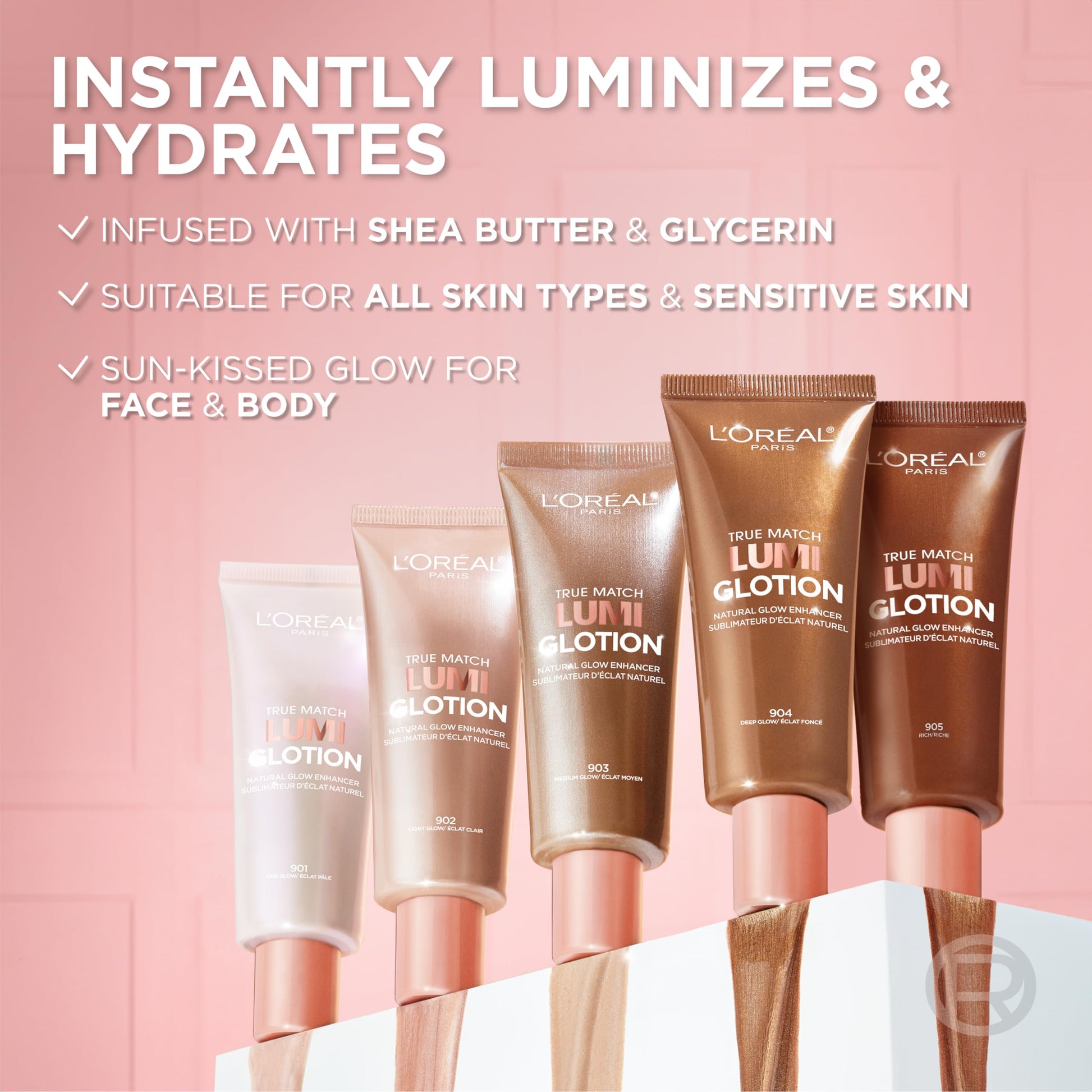 Authentic USA imported L'Oreal Paris Lumi Glotion Medium Glow packaging details