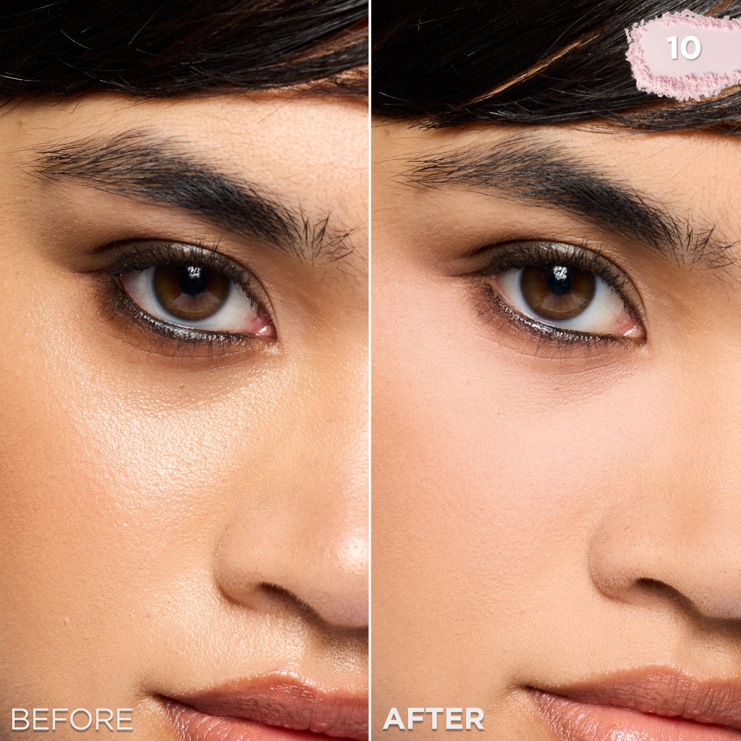 Texture shot of L'Oreal Infallible pink blurring face powder on a smooth surface
