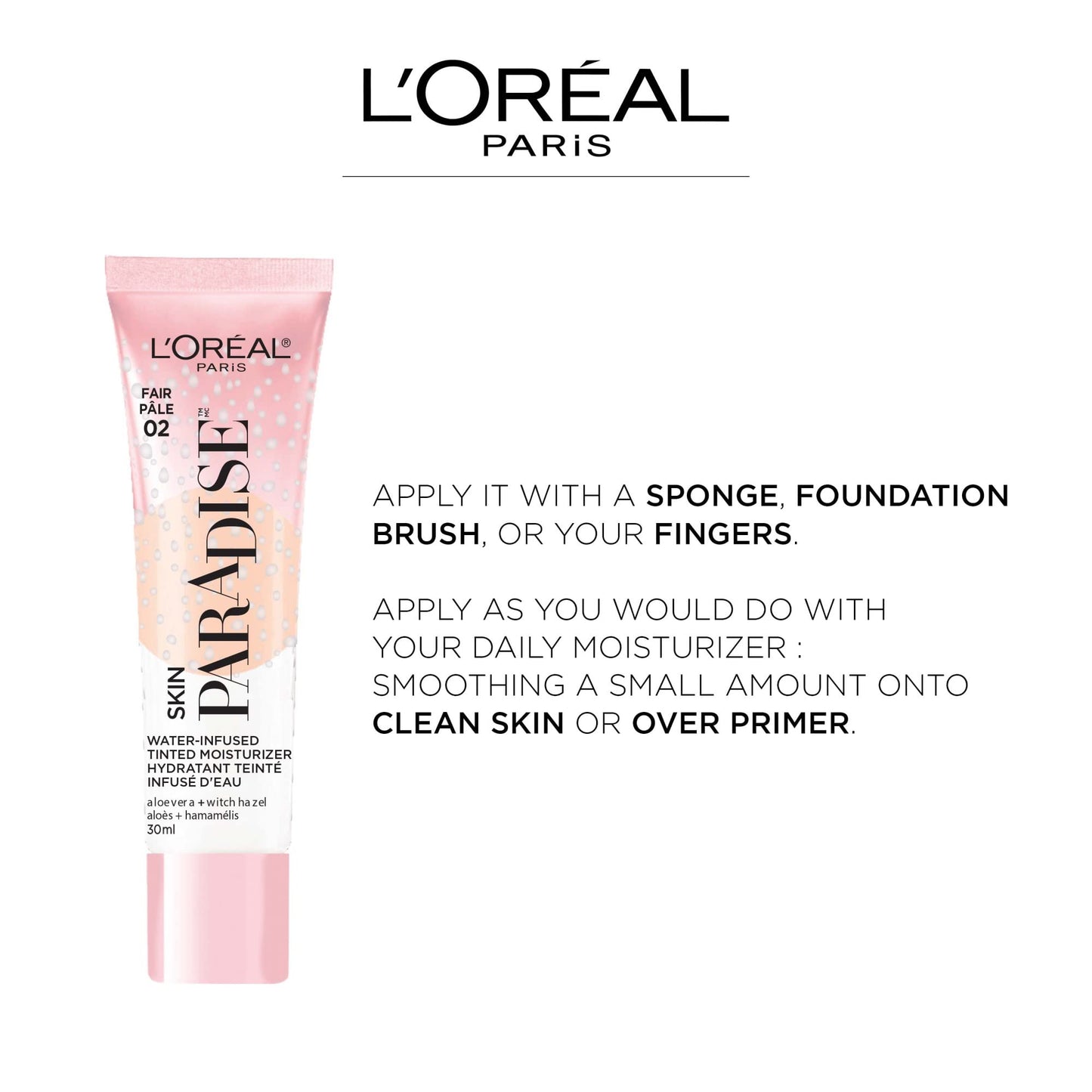 Hydrating water-infused tinted moisturizer product texture and shade swatch