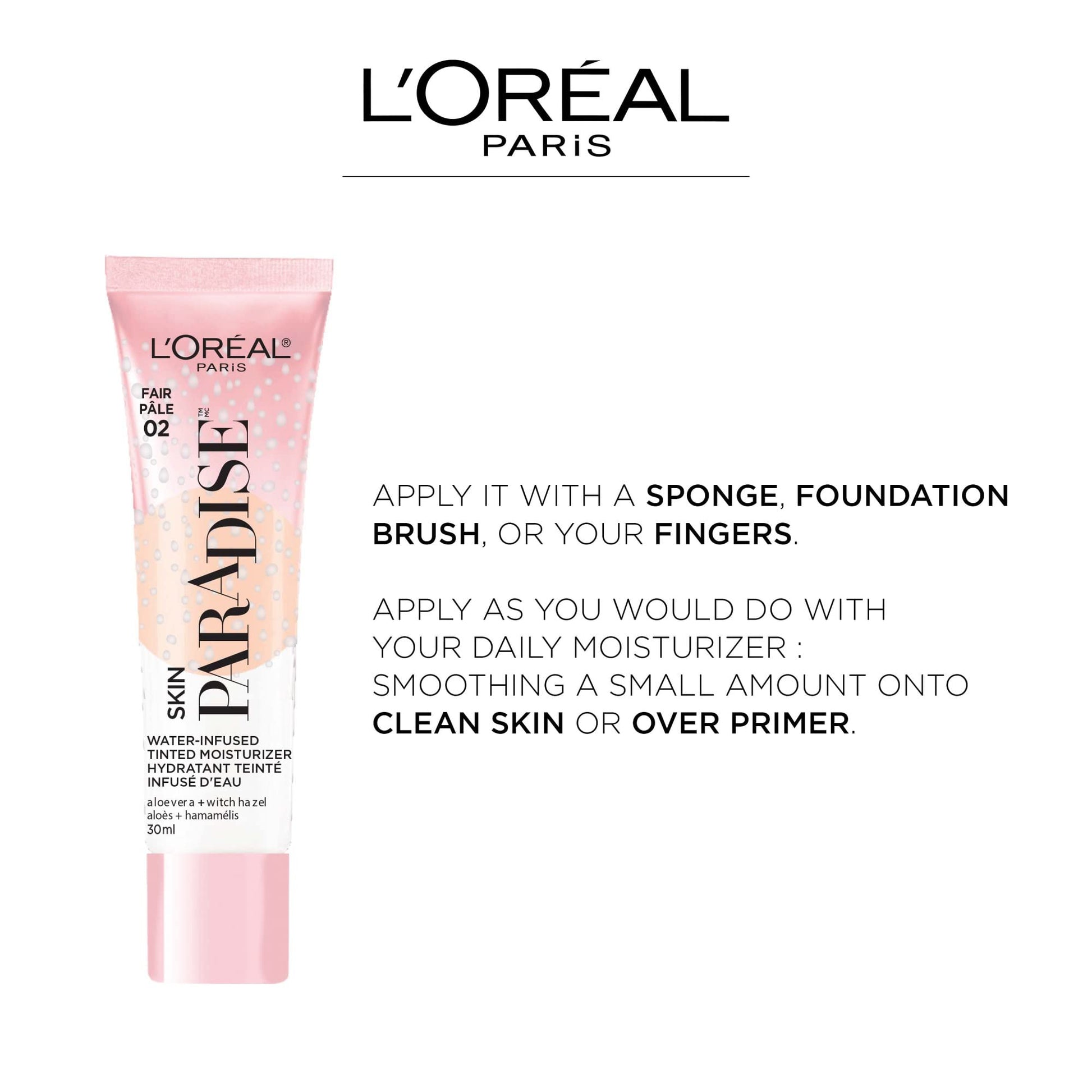 Hydrating water-infused tinted moisturizer product texture and shade swatch
