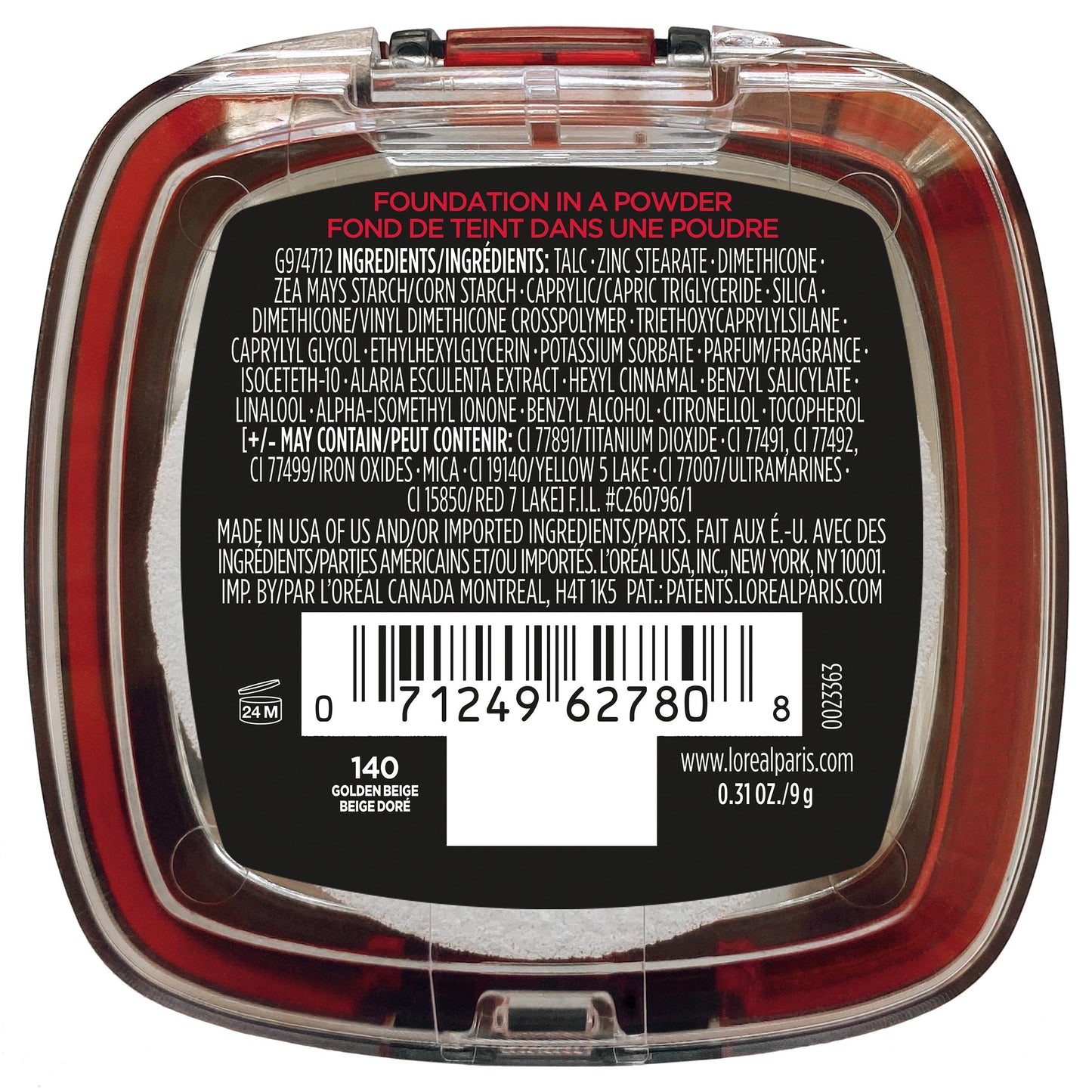 L'Oreal Paris powder foundation compact open view