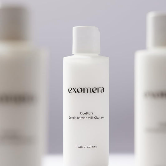 Exomera Gentle Barrier Milk Cleanser bottle label detail