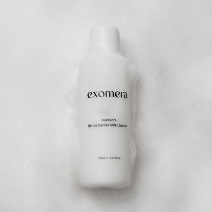 Exomera Gentle Barrier Milk Cleanser texture demonstration