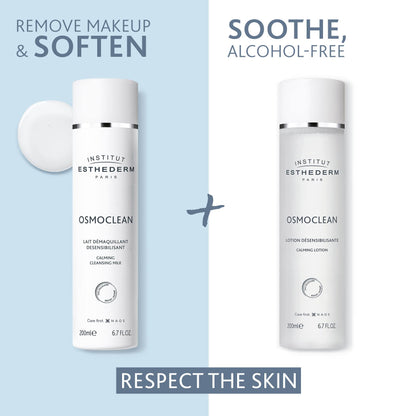 Institut Esthederm Osmoclean cleansing milk bottle in professional skincare setting