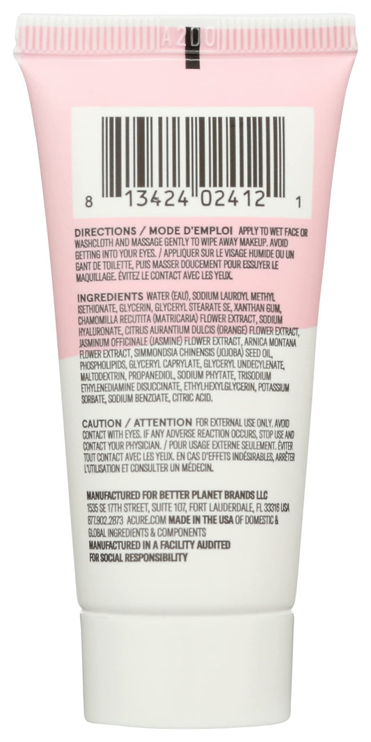 Acure jelly milk makeup remover tube packaging details