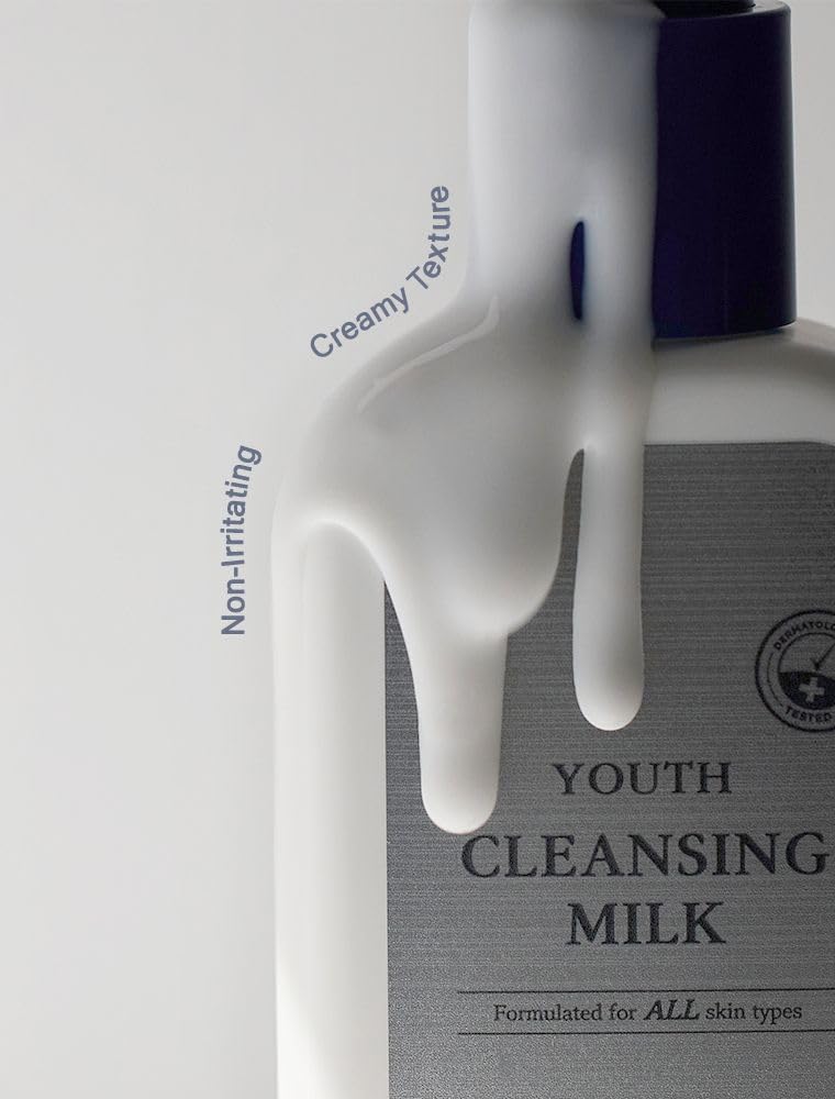 Mizon Youth Cleansing Milk container with ingredient highlights