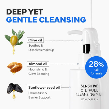 SAM'U Sensitive Oil Full Cleansing Milk side profile showing packaging details.