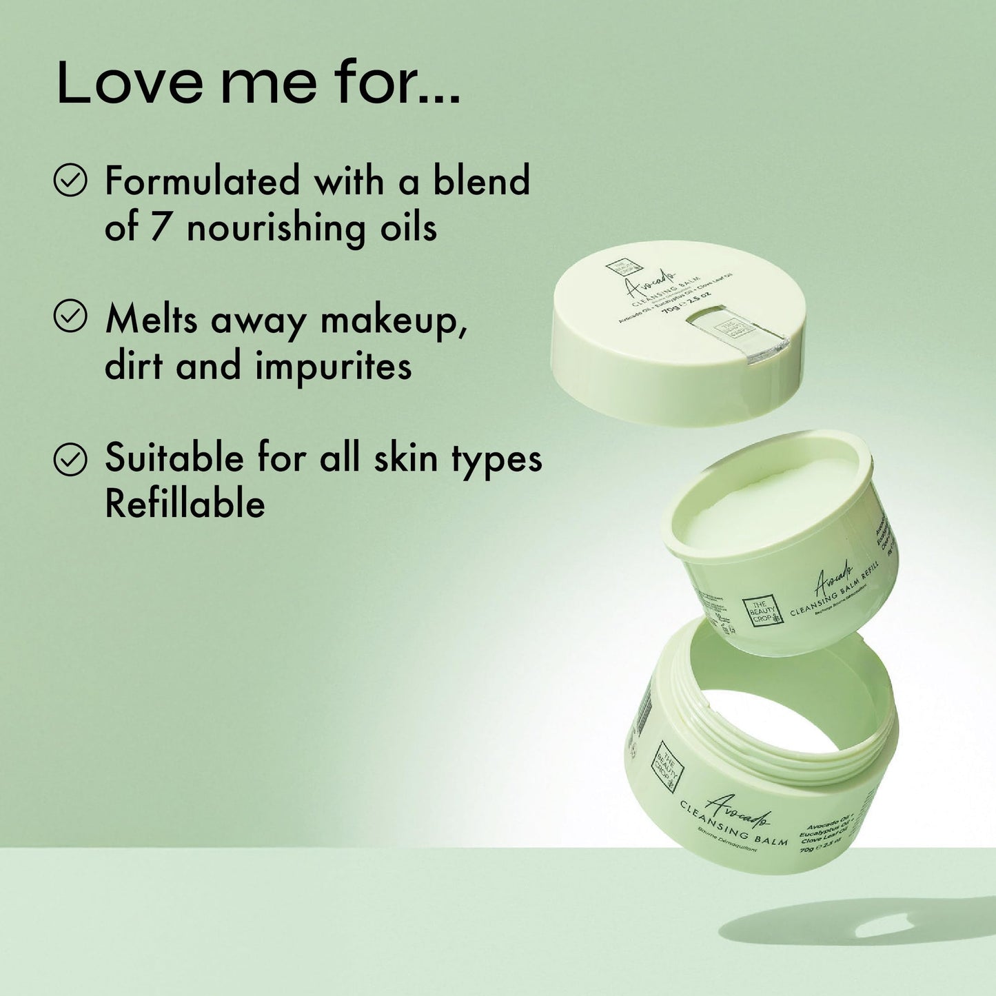 The Beauty Crop Avocado Cleansing Balm showing the creamy balm texture