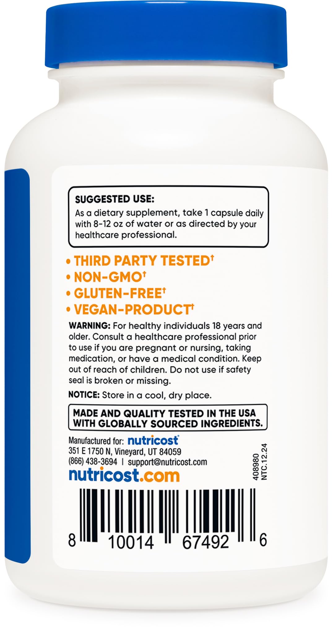 Authentic USA imported Nutricost mushroom complex dietary supplement bottle