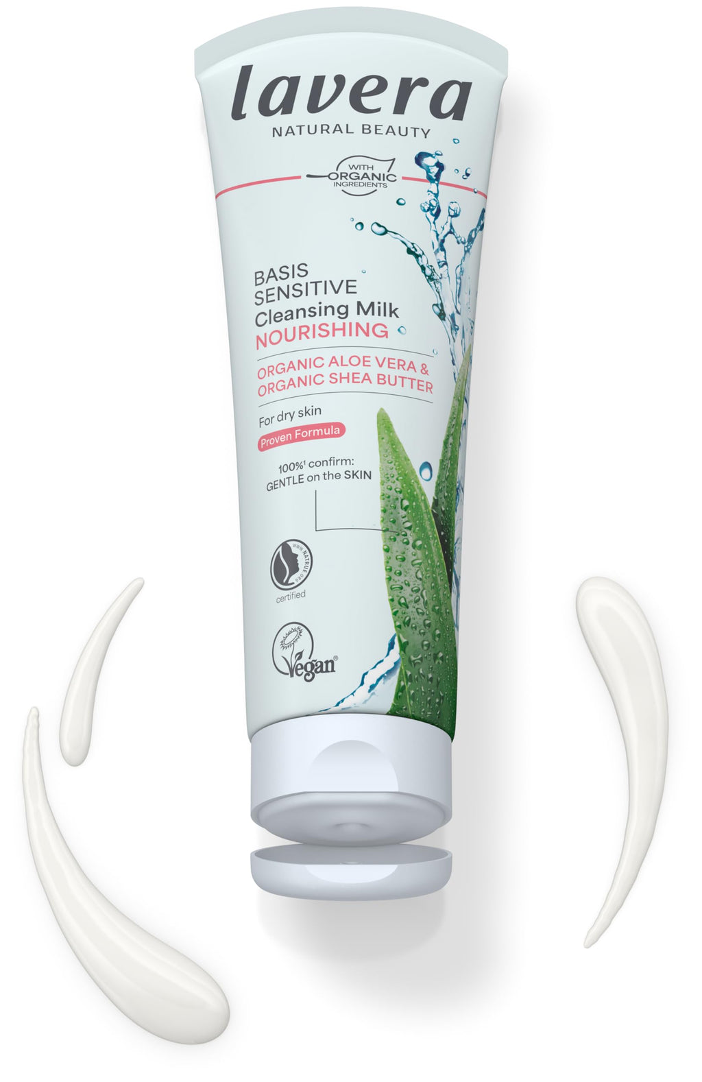 Lavera Basis Sensitive Cleansing Milk organic aloe vera graphic