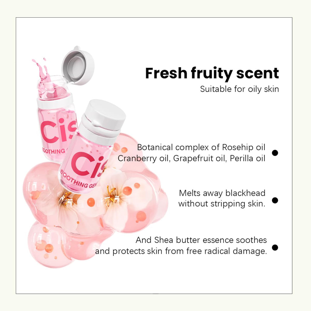 Emulsifying facial cleansing oil dropping onto skin for deep pore cleaning