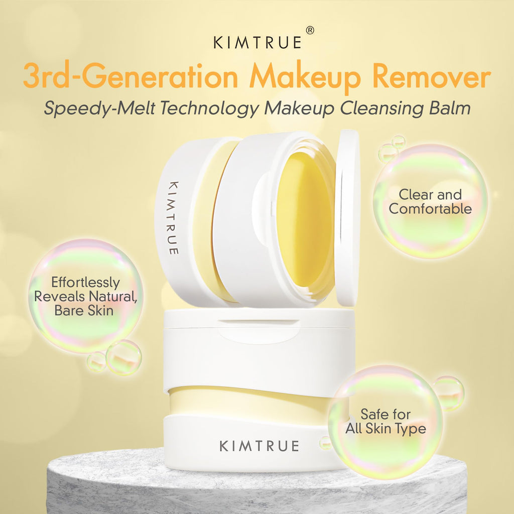 Kimtrue cleansing balm jar container open showing potato puree texture