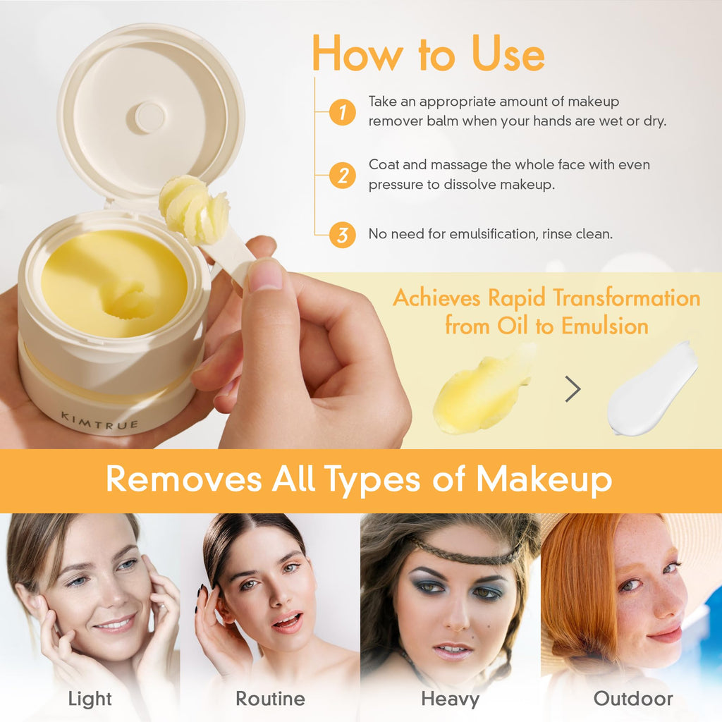 Kimtrue fragrance free cleansing balm in use demonstrating emulsification