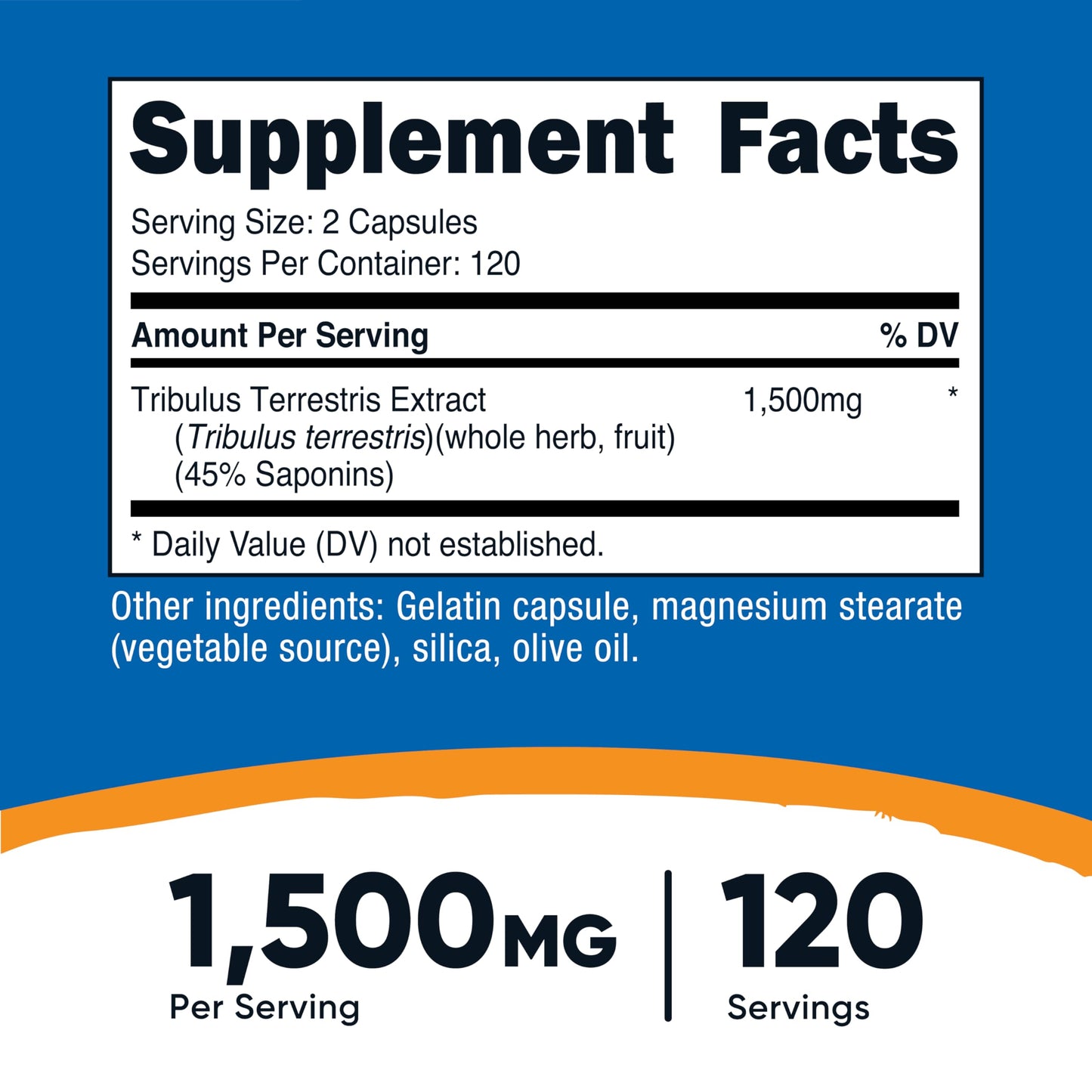 Nutricost Tribulus 240 capsules label details