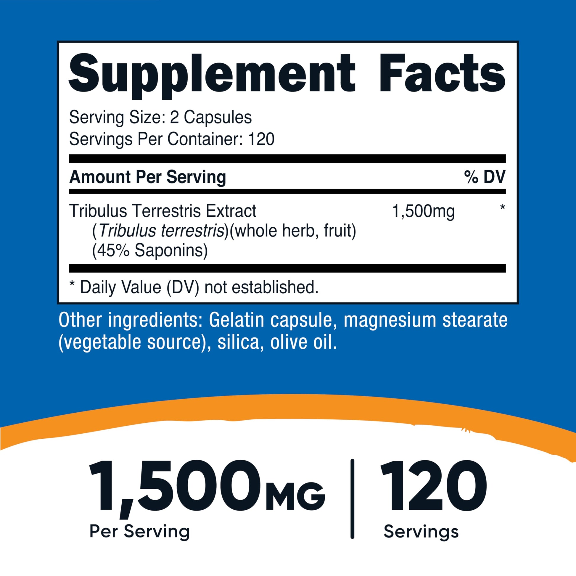 Nutricost Tribulus 240 capsules label details