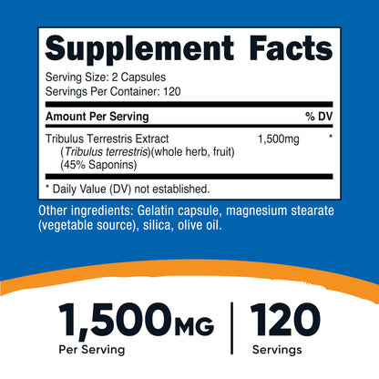 Nutricost Tribulus 240 capsules label details