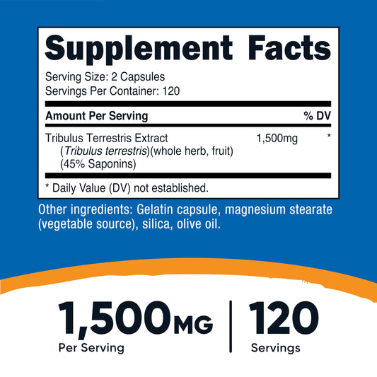 Nutricost Tribulus 240 capsules label details
